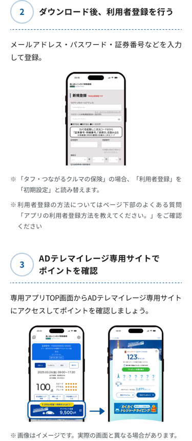あいおいニッセイ同和損保アプリ利用ステップ